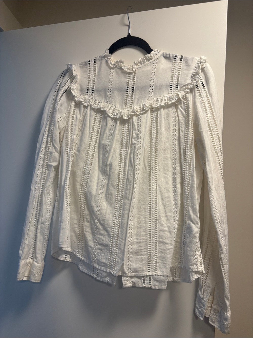 GAP White Eyelet Ruffle Blouse